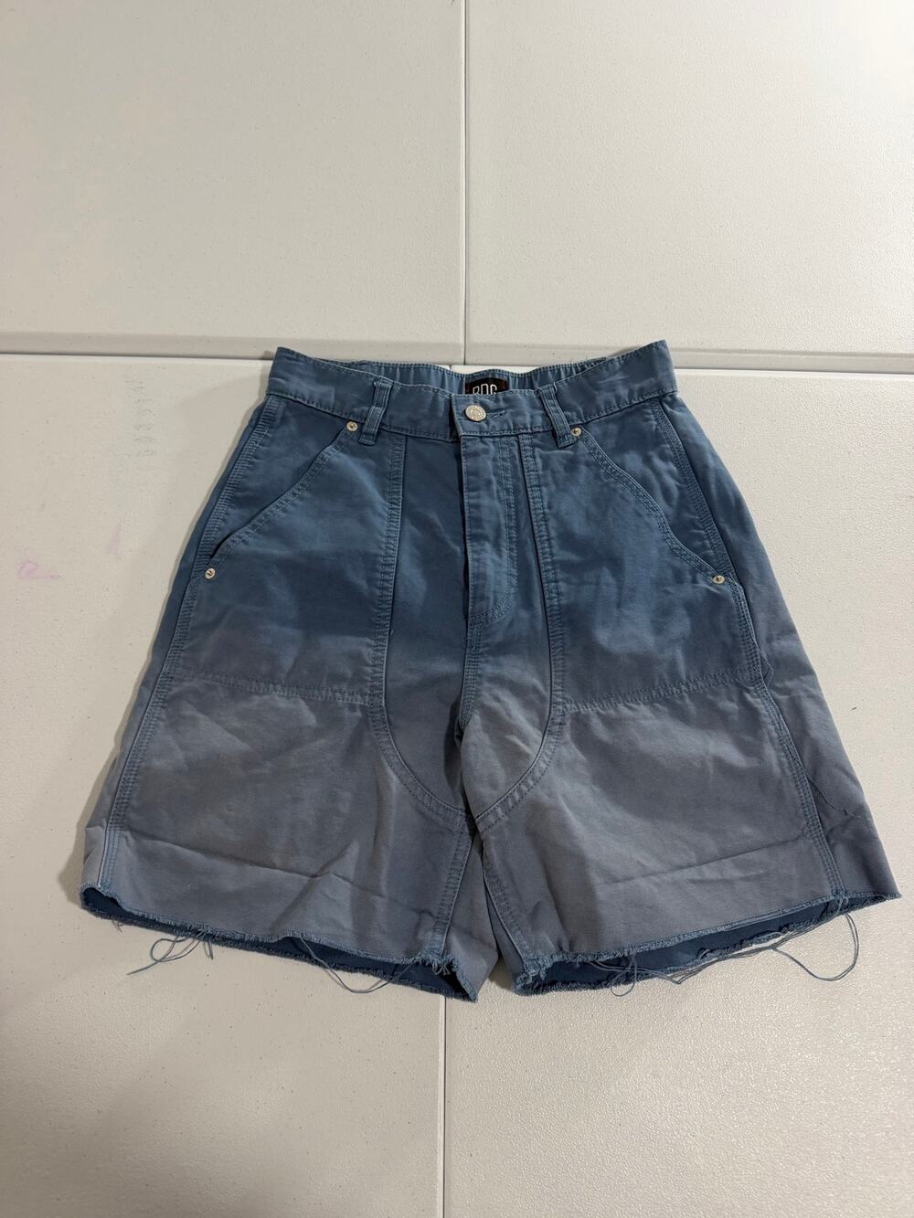 BDG Urban Outfitters Womens Carpenter Shorts Size S Blue Ombre High Rise Cutoff